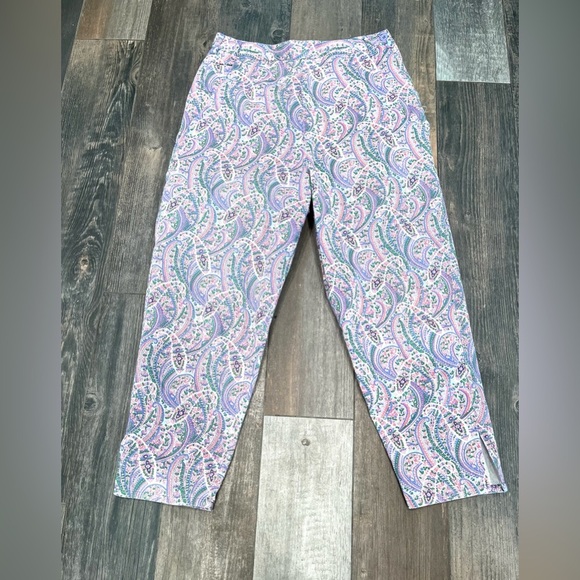Vintage 80s Authentic Forenza Sportswear Crop Pants Floral High Waist Paisley 14 - Picture 1 of 10